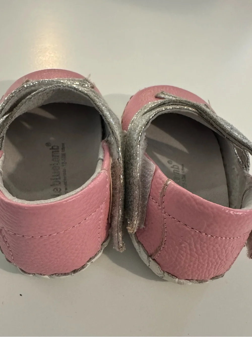 Pink Baby Mary Jane Walkers with Silver Crisscross Straps